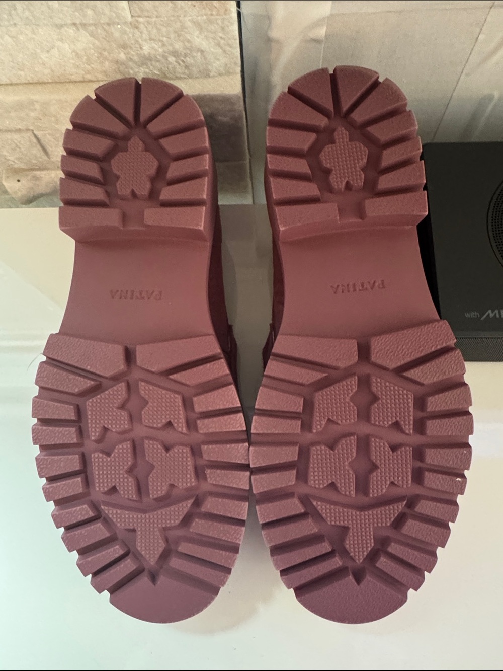 Chunky Suede Penny Loafers in Mauve Pink - Picture 3 of 4